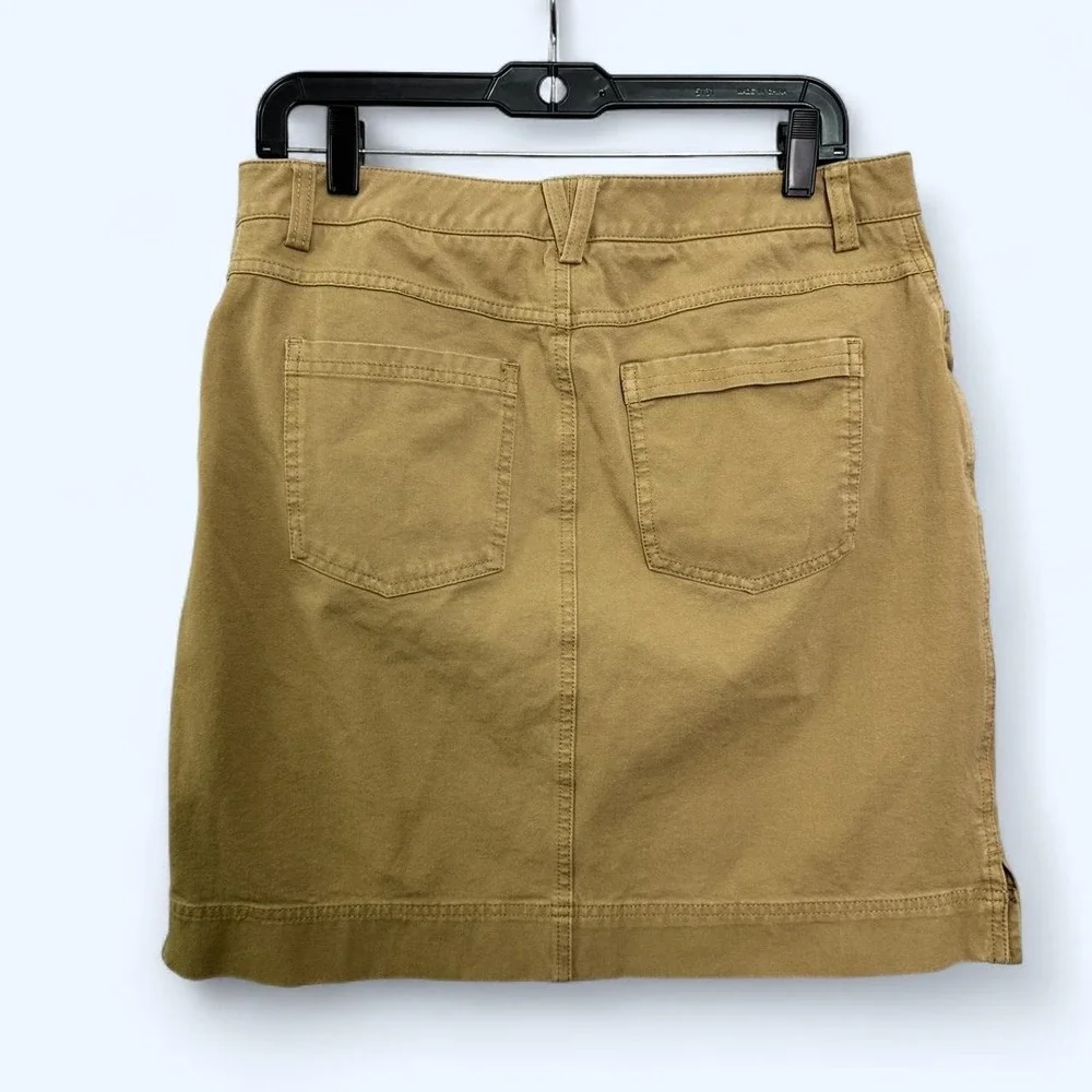 Duluth Trading Company 8 Khaki Cotton Stretch Short Straight Skirt Safari Earthy